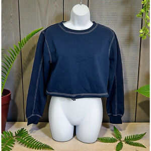 Women's Fashion Nova Aria Contrast Stitch Fleece Sweatshirt Sz Small Crop Top